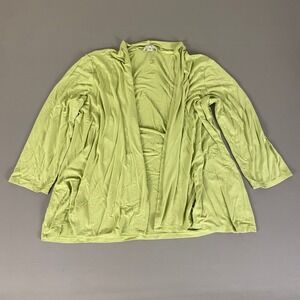 Studio Works Cardigan Sweater Women's XL Green Open‎ Front 3/4 Sleeve Casual Top